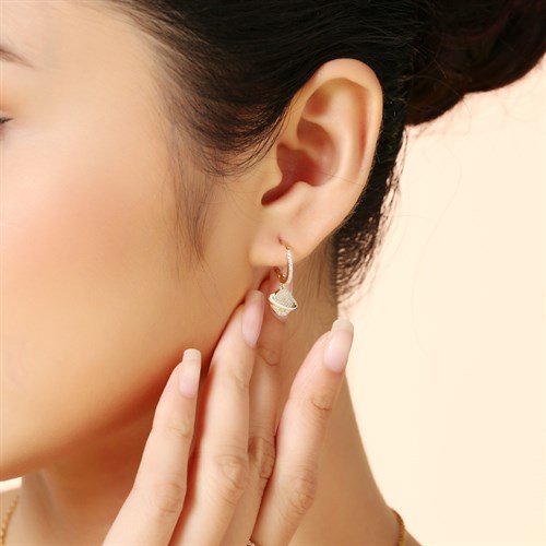 Bông Tai Hợp Kim Nữ Đính Đá AvaJi AVJ.E000382.00 Màu Vàng