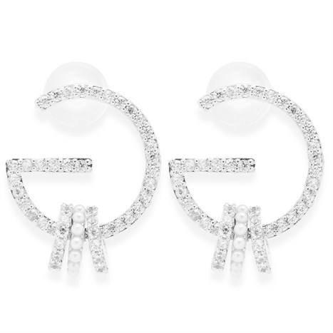 Bông Tai Hợp Kim Nữ Đính Đá AvaJi AVJ.E000384.00 Màu Bạc