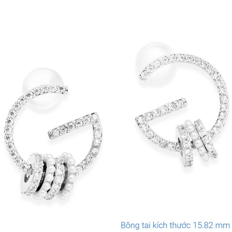 Bông Tai Hợp Kim Nữ Đính Đá AvaJi AVJ.E000384.00 Màu Bạc