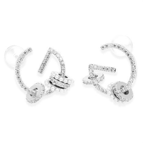 Bông Tai Hợp Kim Nữ Đính Đá AvaJi AVJ.E000384.00 Màu Bạc