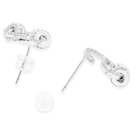 Bông Tai Hợp Kim Nữ Đính Đá AvaJi AVJ.E000384.00 Màu Bạc