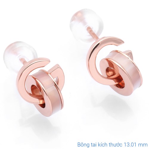 Bông Tai Hợp Kim Nữ Đính Đá AvaJi AVJ.E000391.00 Màu Vàng Hồng