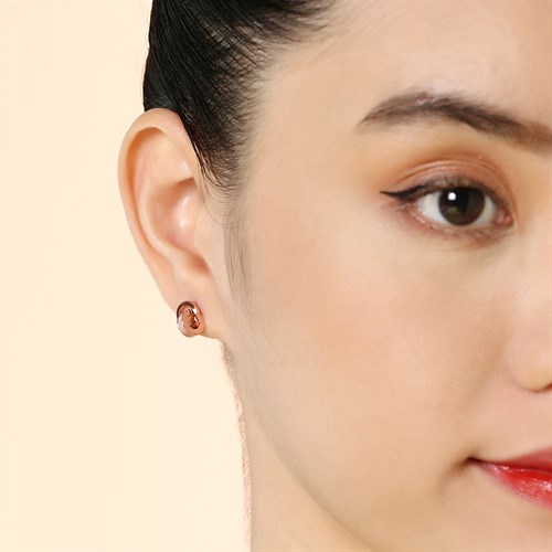 Bông Tai Hợp Kim Nữ Đính Đá AvaJi AVJ.E000391.00 Màu Vàng Hồng