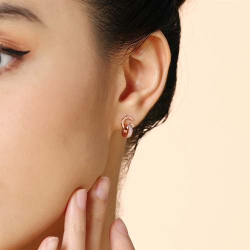 Bông Tai Hợp Kim Nữ Đính Đá AvaJi AVJ.E000391.00 Màu Vàng Hồng