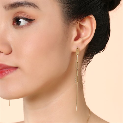 Bông Tai Hợp Kim Nữ Đính Đá AvaJi AVJ.E000398.00 Màu Vàng