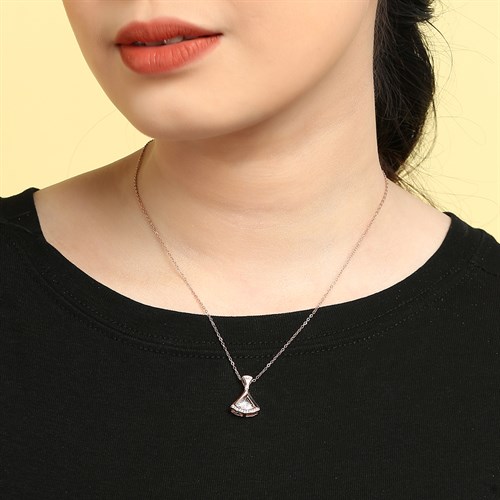 Dây Chuyền Hợp Kim Đính Đá Nữ AvaJi AVJ.N000043.00 Màu Vàng Hồng