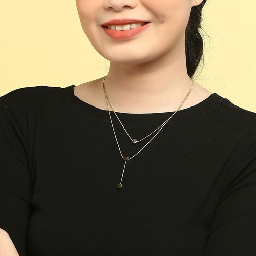 Dây Chuyền Hợp Kim Nữ AvaJi Đính Đá AVJ.N000082.00 Màu Vàng