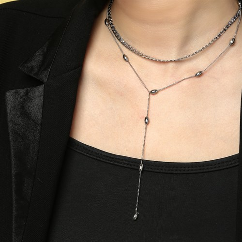 Dây Chuyền Hợp Kim Nữ AvaJi Đính Đá AVJ.N000083.00 Màu Bạc