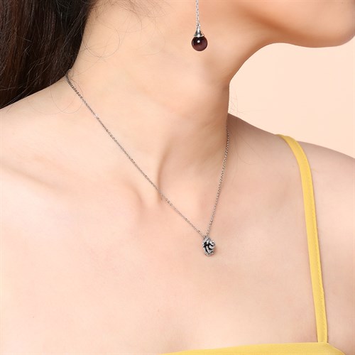 Dây Chuyền Hợp Kim Nữ AvaJi Đính Đá AVJ.N000116.00 Màu Bạc