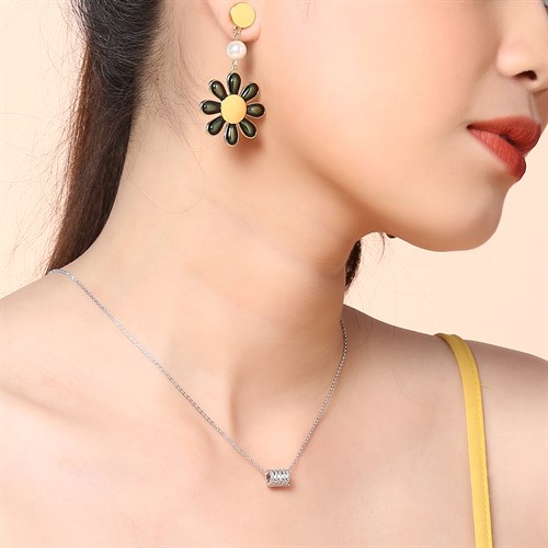 Dây Chuyền Hợp Kim Nữ AvaJi Đính Đá AVJ.N000118.00 Màu Bạc