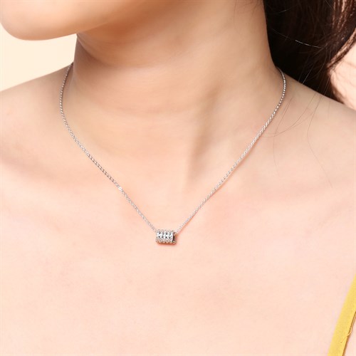Dây Chuyền Hợp Kim Nữ AvaJi Đính Đá AVJ.N000118.00 Màu Bạc