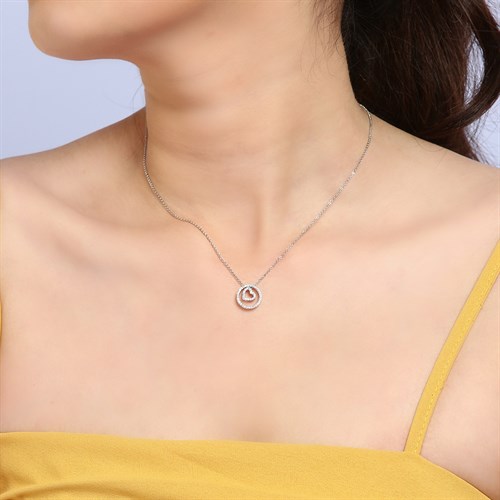 Dây Chuyền Hợp Kim Nữ AvaJi Đính Đá AVJ.N000122.00 Màu Bạc