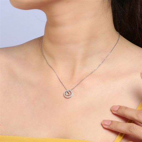 Dây Chuyền Hợp Kim Nữ AvaJi Đính Đá AVJ.N000122.00 Màu Bạc