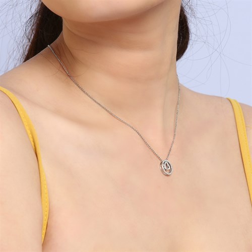 Dây Chuyền Hợp Kim Nữ AvaJi Đính Đá AVJ.N000122.00 Màu Bạc