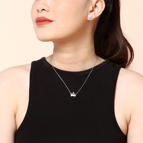 Dây Chuyền Hợp Kim Nữ AvaJi Đính Đá AVJ.N000124.00 Màu Bạc