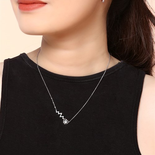Dây Chuyền Hợp Kim Nữ AvaJi Đính Đá AVJ.N000126.00 Màu Bạc