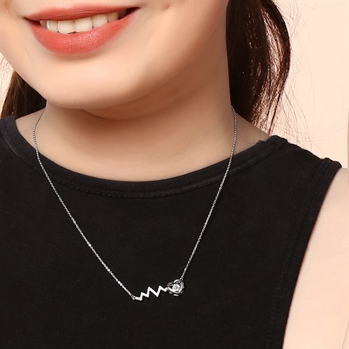 Dây Chuyền Hợp Kim Nữ AvaJi Đính Đá AVJ.N000126.00 Màu Bạc