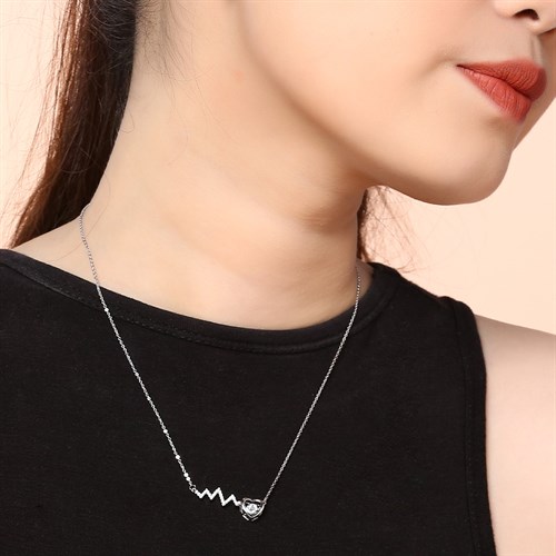 Dây Chuyền Hợp Kim Nữ AvaJi Đính Đá AVJ.N000126.00 Màu Bạc