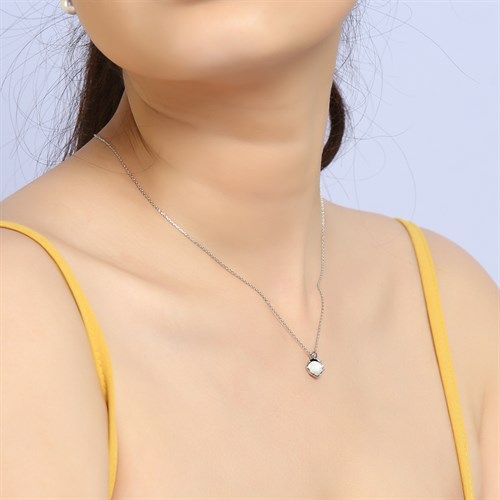 Dây Chuyền Hợp Kim Nữ AvaJi Đính Đá AVJ.N000146.00 Màu Bạc