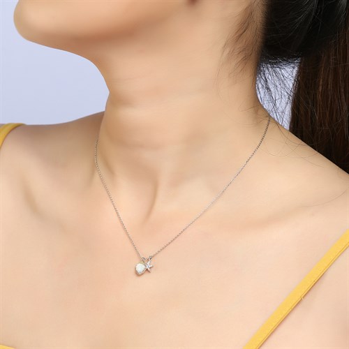 Dây Chuyền Hợp Kim Nữ AvaJi Đính Đá AVJ.N000146.00 Màu Bạc