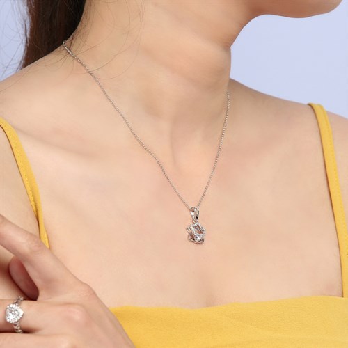 Mặt Dây Chuyền Hợp Kim Nữ AvaJi Đính Đá AVJ.P000001.00 Màu Bạc