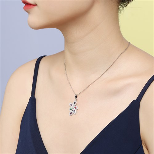 Mặt Dây Chuyền Hợp Kim Nữ AvaJi Đính Đá AVJ.P0000009.00 Màu Bạc