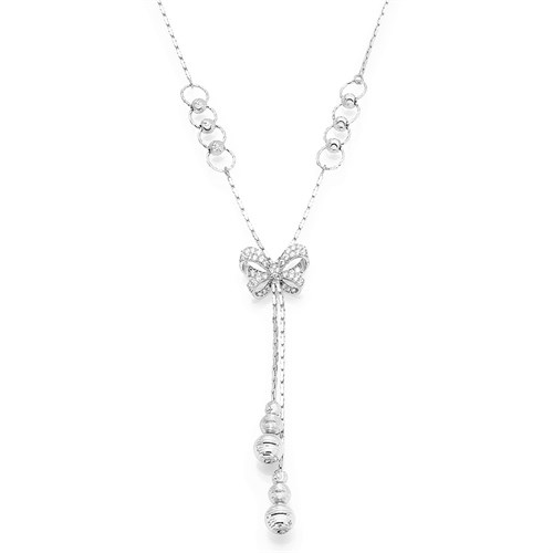 Dây Chuyền Bạc Nữ Đính Đá Mạ Vàng Trắng AvaJi AVJ.N000150.00 Màu Bạc