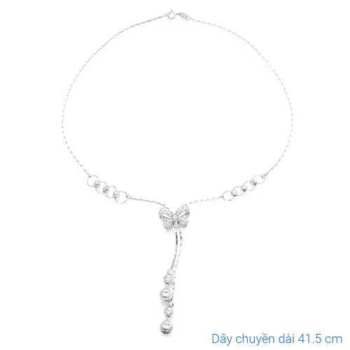 Dây Chuyền Bạc Nữ Đính Đá Mạ Vàng Trắng AvaJi AVJ.N000150.00 Màu Bạc