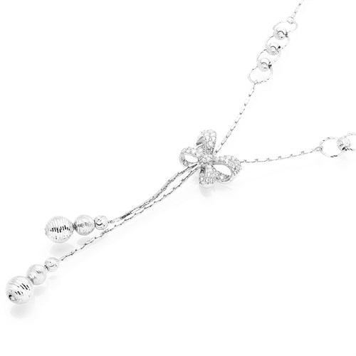 Dây Chuyền Bạc Nữ Đính Đá Mạ Vàng Trắng AvaJi AVJ.N000150.00 Màu Bạc
