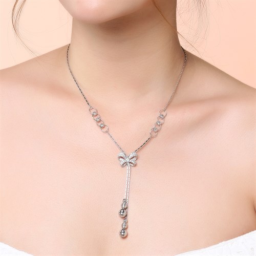Dây Chuyền Bạc Nữ Đính Đá Mạ Vàng Trắng AvaJi AVJ.N000150.00 Màu Bạc
