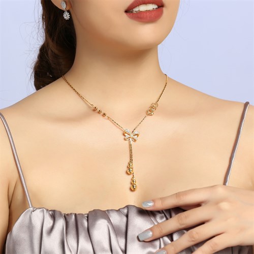 Dây Chuyền Bạc Nữ Đính Đá Mạ Vàng 18K AvaJi AVJ.N000151.00 Màu Vàng