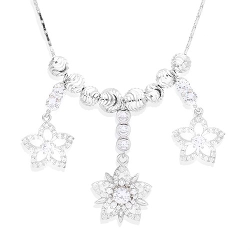 Dây Chuyền Bạc Nữ Đính Đá Mạ Vàng Trắng AvaJi AVJ.N000152.00 Màu Bạc