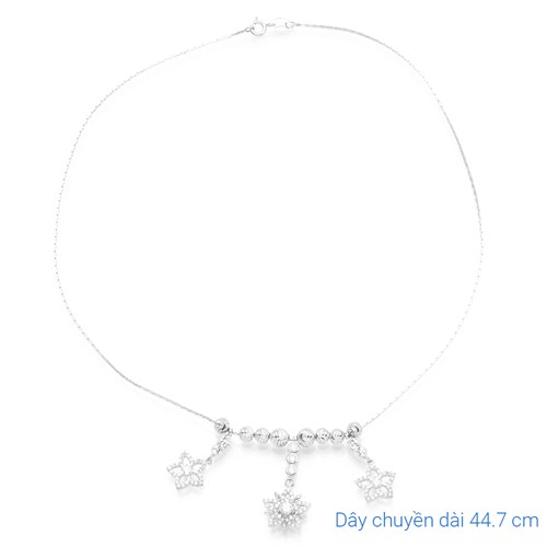 Dây Chuyền Bạc Nữ Đính Đá Mạ Vàng Trắng AvaJi AVJ.N000152.00 Màu Bạc