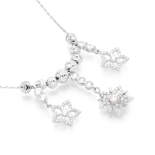 Dây Chuyền Bạc Nữ Đính Đá Mạ Vàng Trắng AvaJi AVJ.N000152.00 Màu Bạc