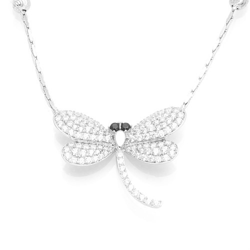 Dây Chuyền Bạc Nữ Đính Đá Mạ Vàng Trắng AvaJi AVJ.N000153.00 Màu Bạc