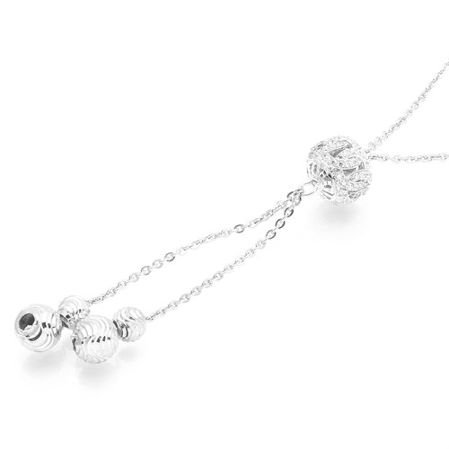 Dây Chuyền Bạc Nữ Đính Đá Mạ Vàng Trắng AvaJi AVJ.N000155.00 Màu Bạc