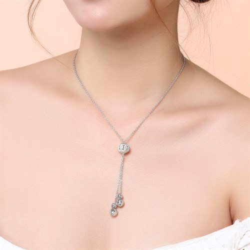 Dây Chuyền Bạc Nữ Đính Đá Mạ Vàng Trắng AvaJi AVJ.N000155.00 Màu Bạc
