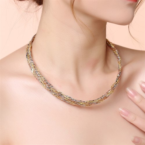 Dây Chuyền Bạc Nữ Mạ Vàng 18K AvaJi AVJ.N000158.00 Màu Vàng