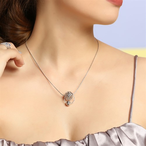 Dây Chuyền Bạc Nữ Mạ Vàng Trắng AvaJi AVJ.N000161.00 Màu Bạc