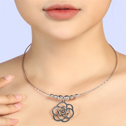 Dây Chuyền Bạc Nữ Mạ Vàng Trắng AvaJi AVJ.N000162.00 Màu Bạc