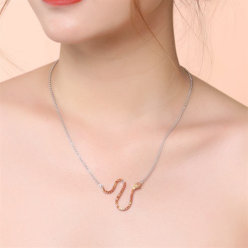 Dây Chuyền Bạc Nữ Đính Đá Mạ Vàng Trắng AvaJi AVJ.N000171.00