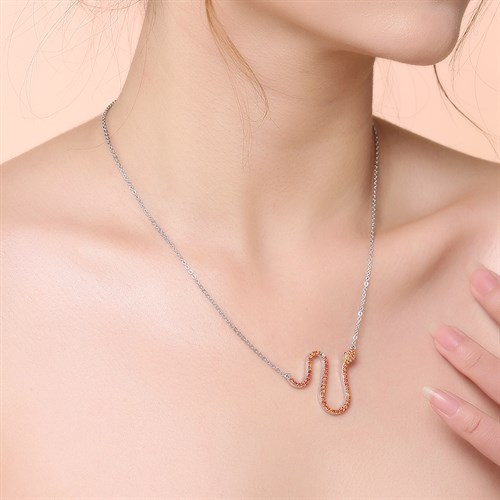 Dây Chuyền Bạc Nữ Đính Đá Mạ Vàng Trắng AvaJi AVJ.N000171.00