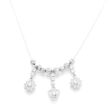 Dây Chuyền Bạc Nữ Đính Đá Mạ Vàng Trắng AvaJi AVJ.N000174.00 Màu Bạc