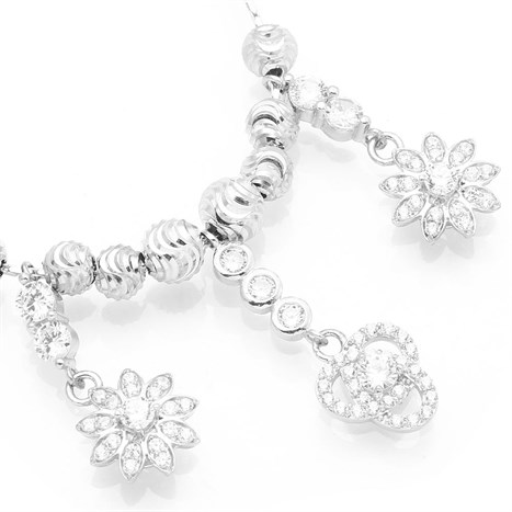 Dây Chuyền Bạc Nữ Đính Đá Mạ Vàng Trắng AvaJi AVJ.N000174.00 Màu Bạc