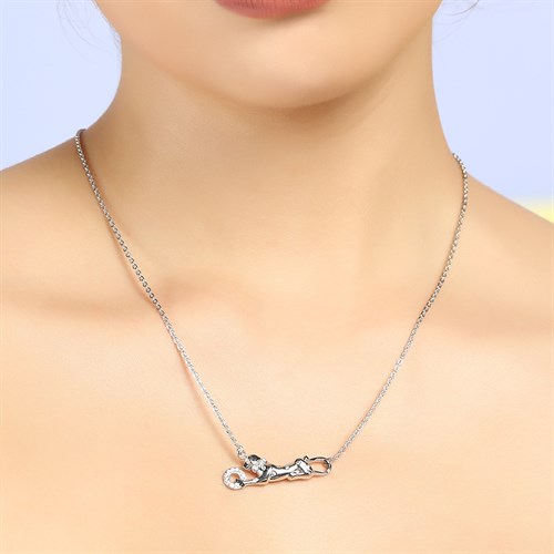 Dây Chuyền Bạc Nữ Đính Đá Mạ Vàng Trắng AvaJi AVJ.N000177.00 Màu Bạc