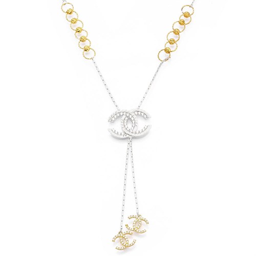 Dây Chuyền Bạc Nữ Đính Đá Mạ Vàng Trắng AvaJi AVJ.N000178.00 Màu Bạc