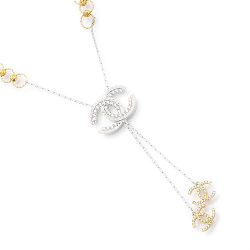 Dây Chuyền Bạc Nữ Đính Đá Mạ Vàng Trắng AvaJi AVJ.N000178.00 Màu Bạc