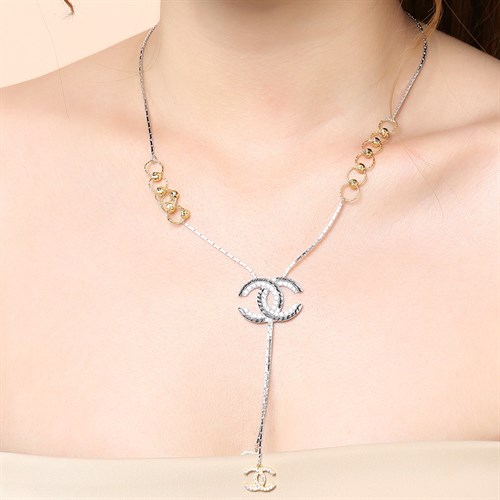 Dây Chuyền Bạc Nữ Đính Đá Mạ Vàng Trắng AvaJi AVJ.N000178.00 Màu Bạc