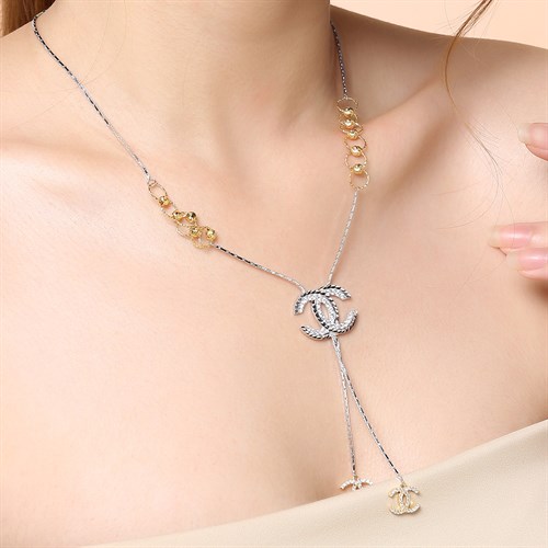 Dây Chuyền Bạc Nữ Đính Đá Mạ Vàng Trắng AvaJi AVJ.N000178.00 Màu Bạc