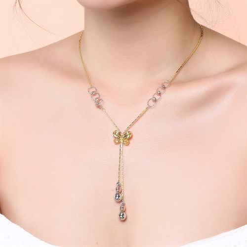 Dây Chuyền Bạc Nữ Đính Đá Mạ Vàng 18K AvaJi AVJ.N000182.00 Màu Vàng